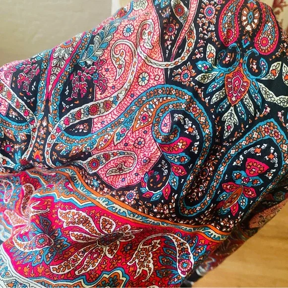 Luv A Blusa Cream Red Paisley Boho Midi Dress - Picture 6 of 7